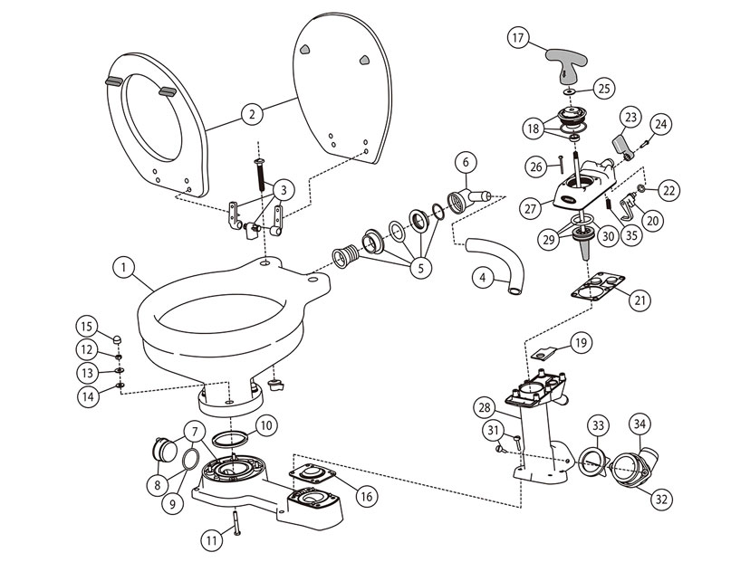 手動トイレ用リペアーパーツ